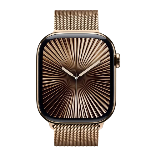 Apple Watch Series 10 46mm, корпус из титана цвета «титановый золотой», спортивный ремешок цвета «миланская петля» золотой One Size