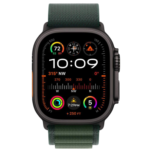 Apple Watch Ultra 2 корпус из черного титана, ремешок Dark Green Alpine Loop Medium